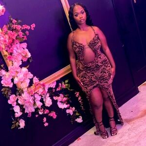 Elegant Black and Gold Evening Gown